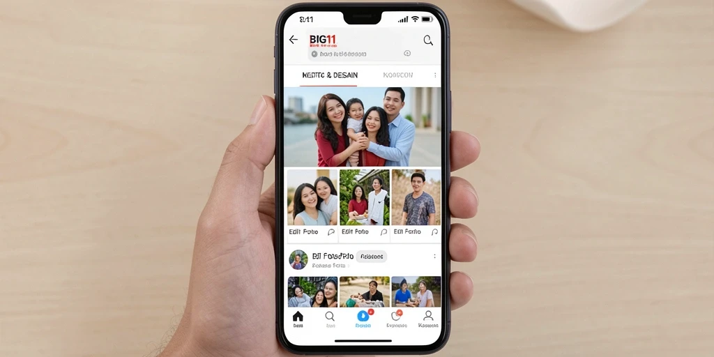 Tampilan utama BIG11 dengan berbagai pilihan kolase foto yang menarik.