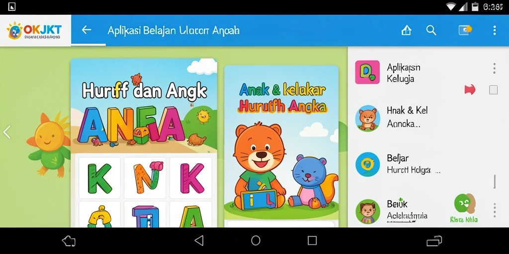 Tampilan antarmuka pengguna OKJKT yang menarik dan interaktif untuk belajar.