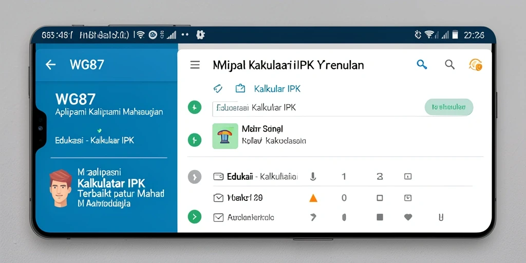Tampilan antarmuka pengguna aplikasi Kalkulator IPK WG87 yang sederhana dan informatif.